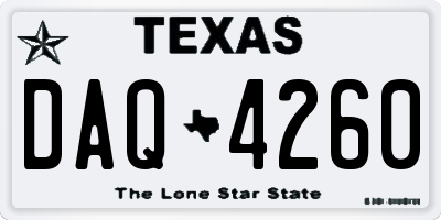 TX license plate DAQ4260