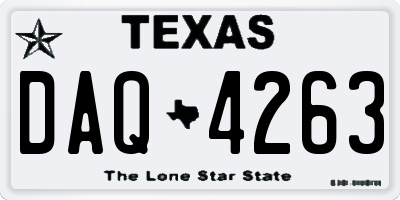 TX license plate DAQ4263