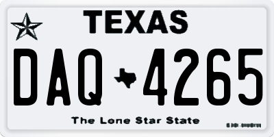 TX license plate DAQ4265