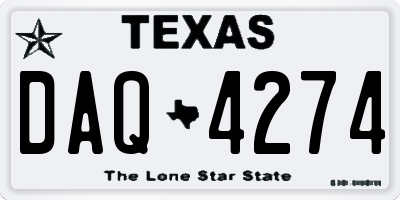 TX license plate DAQ4274