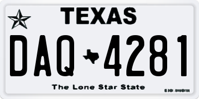 TX license plate DAQ4281