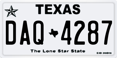 TX license plate DAQ4287