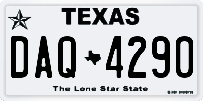 TX license plate DAQ4290