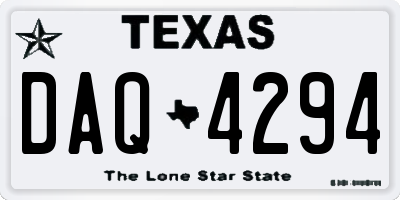 TX license plate DAQ4294