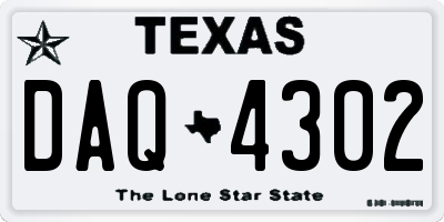 TX license plate DAQ4302