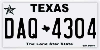TX license plate DAQ4304
