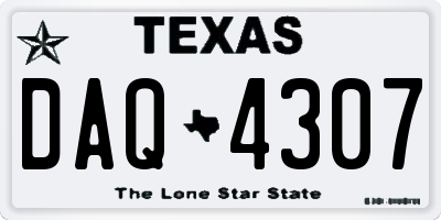 TX license plate DAQ4307
