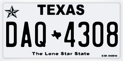 TX license plate DAQ4308