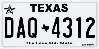 TX license plate DAQ4312