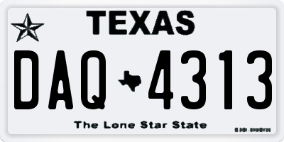 TX license plate DAQ4313