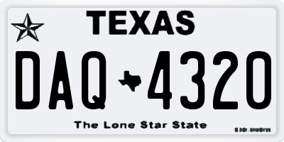 TX license plate DAQ4320