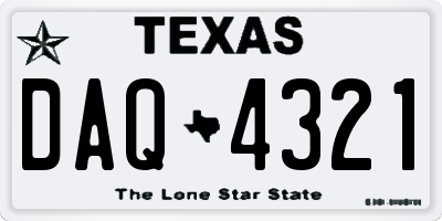 TX license plate DAQ4321