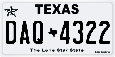 TX license plate DAQ4322