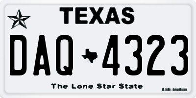 TX license plate DAQ4323