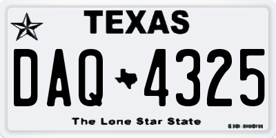 TX license plate DAQ4325