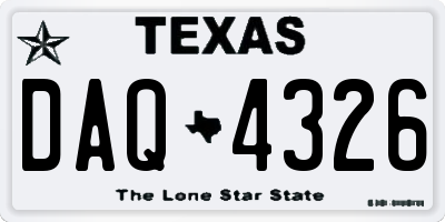 TX license plate DAQ4326