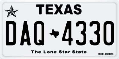 TX license plate DAQ4330