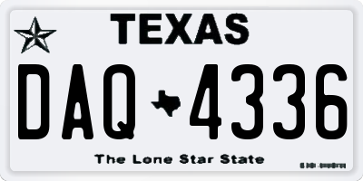 TX license plate DAQ4336