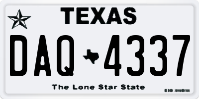 TX license plate DAQ4337