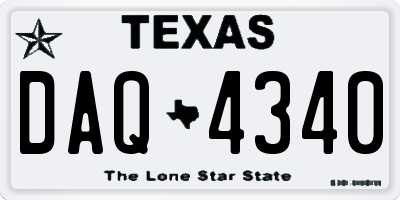 TX license plate DAQ4340