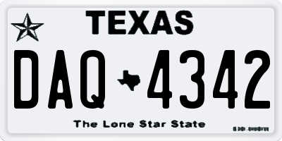 TX license plate DAQ4342