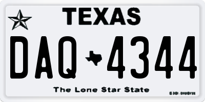 TX license plate DAQ4344