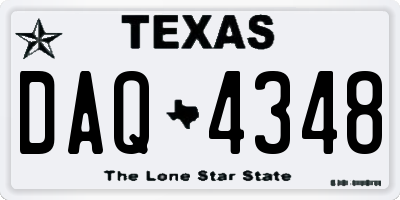 TX license plate DAQ4348