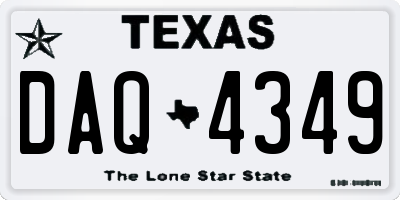 TX license plate DAQ4349