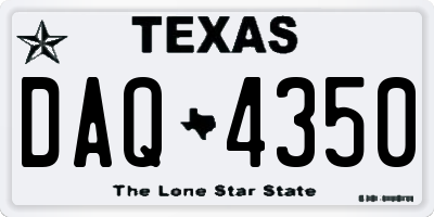 TX license plate DAQ4350
