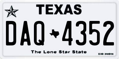 TX license plate DAQ4352