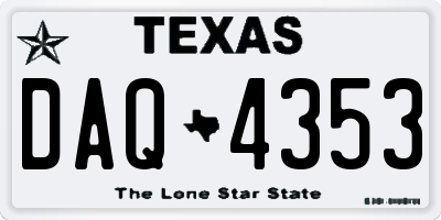 TX license plate DAQ4353