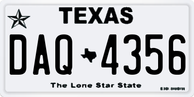 TX license plate DAQ4356