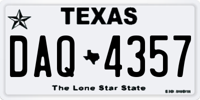 TX license plate DAQ4357