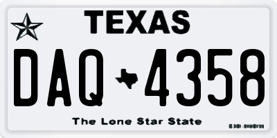 TX license plate DAQ4358