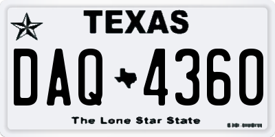 TX license plate DAQ4360