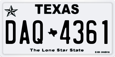 TX license plate DAQ4361