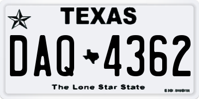 TX license plate DAQ4362