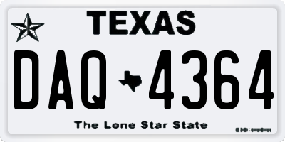 TX license plate DAQ4364