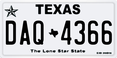 TX license plate DAQ4366