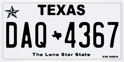 TX license plate DAQ4367