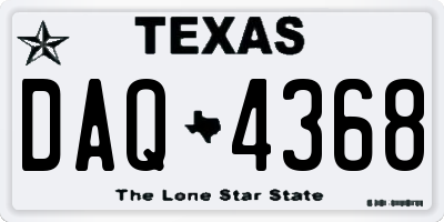 TX license plate DAQ4368