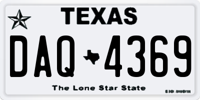 TX license plate DAQ4369
