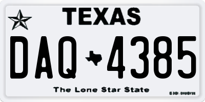 TX license plate DAQ4385