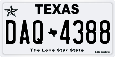 TX license plate DAQ4388