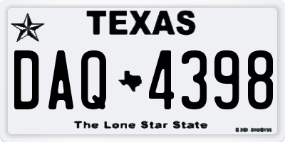 TX license plate DAQ4398