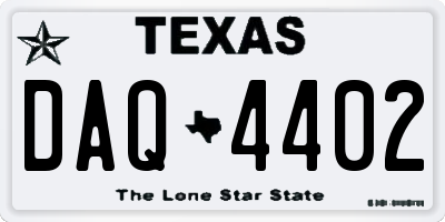 TX license plate DAQ4402