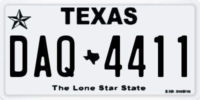 TX license plate DAQ4411