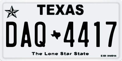TX license plate DAQ4417