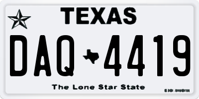 TX license plate DAQ4419
