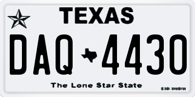 TX license plate DAQ4430